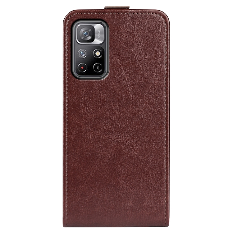 For Xiaomi Redmi Note 11 R64 Texture Single Vertical Flip Leather Protective Case with Card Slots & Photo Frame(Brown) - 2