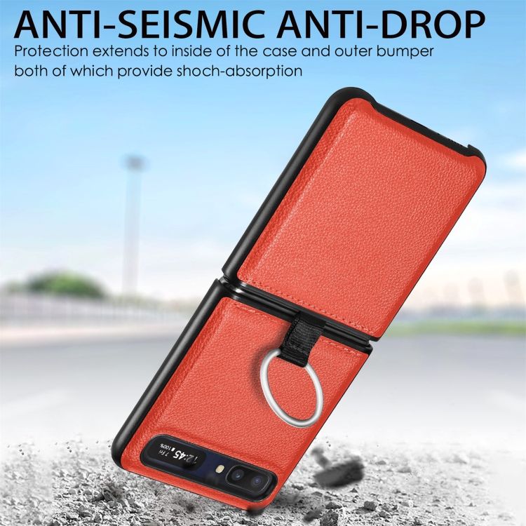 For Samsung Galaxy Z Flip Litchi Folding  Ring Buckle Phone Case(Orange) - 3