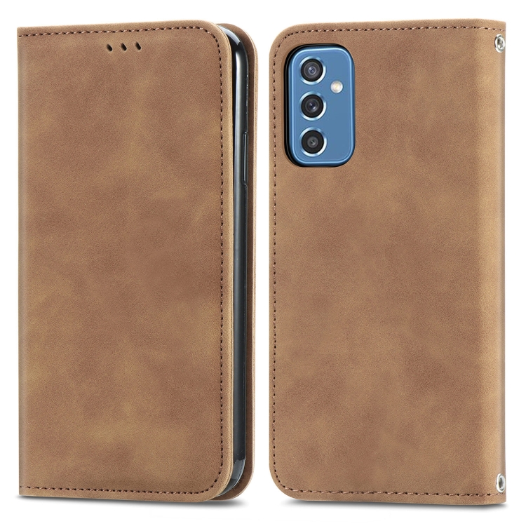 For Samsung Galaxy M52 5G Retro Skin Feel Magnetic Horizontal Flip Leather Case with Holder & Card Slots & Wallet & Photo Frame(Brown) - 1