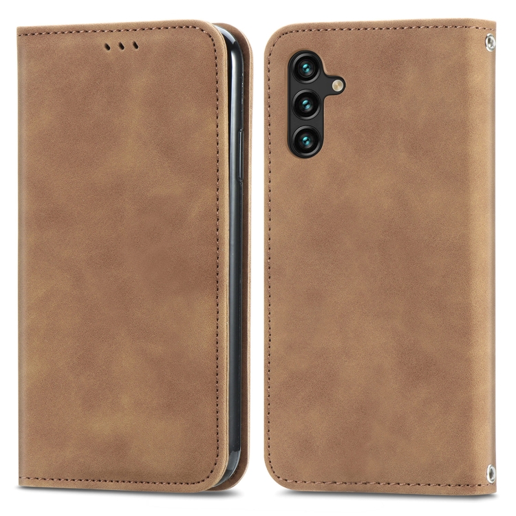 For Samsung Galaxy A13 5G Retro Skin Feel Magnetic Horizontal Flip Leather Case with Holder & Card Slots & Wallet & Photo Frame(Brown) - 1