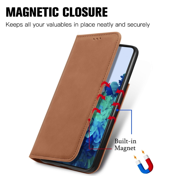 For Samsung Galaxy S22 5G Retro Skin Feel Magnetic Horizontal Flip Leather Case with Holder & Card Slots & Wallet & Photo Frame(Brown) - 3