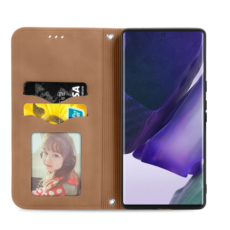For Samsung Galaxy S22 Ultra 5G Retro Skin Feel Magnetic Horizontal Flip Leather Case with Holder & Card Slots & Wallet & Photo Frame(Brown) - 2