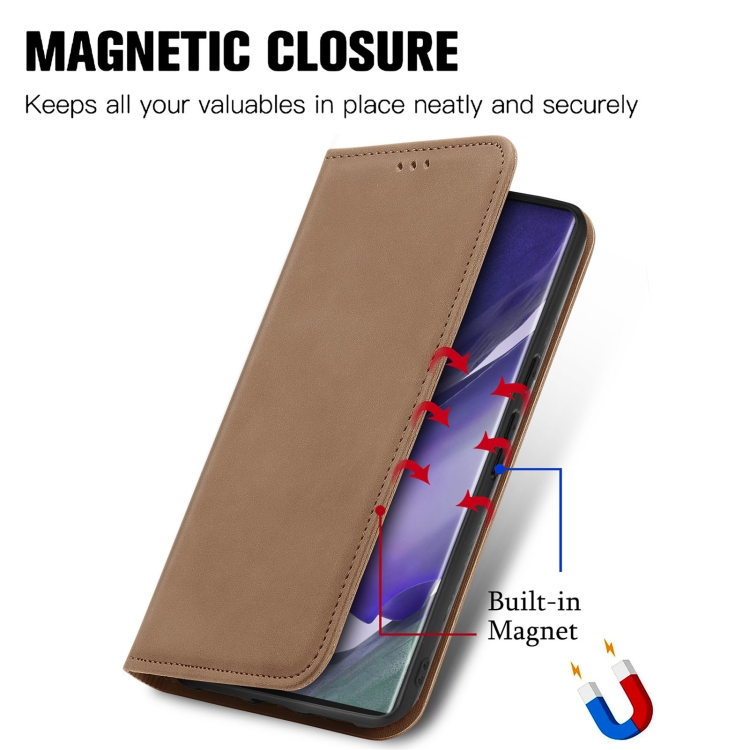For Samsung Galaxy S22 Ultra 5G Retro Skin Feel Magnetic Horizontal Flip Leather Case with Holder & Card Slots & Wallet & Photo Frame(Brown) - 3