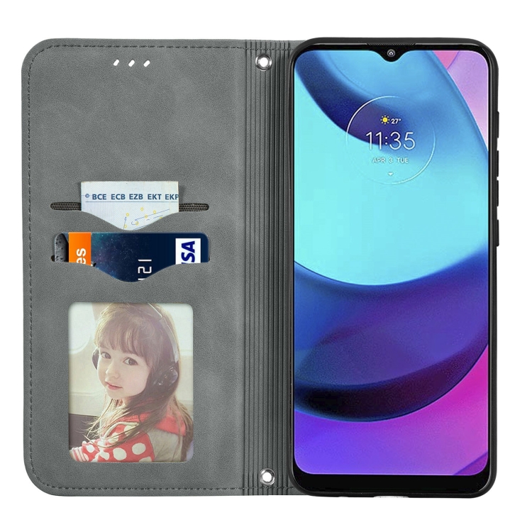 For Motorola Moto E20 Retro Skin Feel Magnetic Horizontal Flip Leather Case with Holder & Card Slots & Wallet & Photo Frame(Gray) - 2