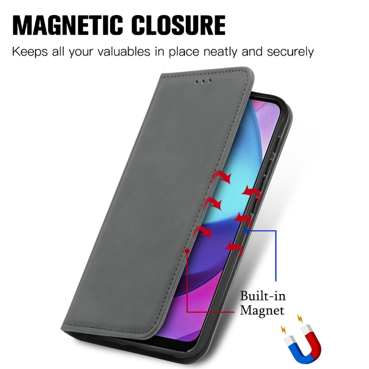 For Motorola Moto E20 Retro Skin Feel Magnetic Horizontal Flip Leather Case with Holder & Card Slots & Wallet & Photo Frame(Gray) - 4