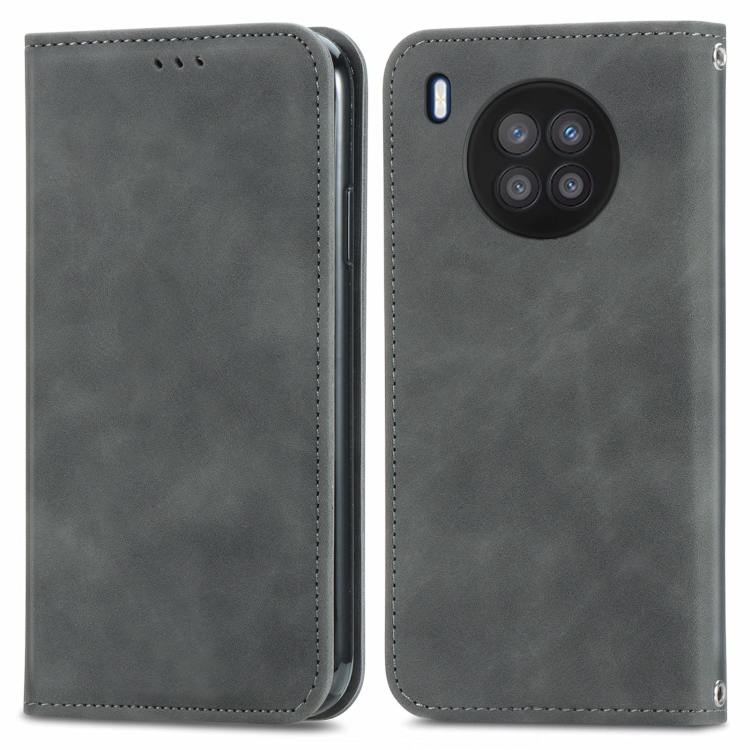 For Huawei nova 8i Retro Skin Feel Magnetic Horizontal Flip Leather Case with Holder & Card Slots & Wallet & Photo Frame(Gray) - 1