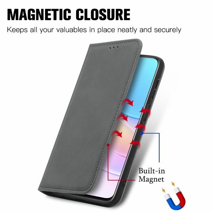 For Huawei nova 8i Retro Skin Feel Magnetic Horizontal Flip Leather Case with Holder & Card Slots & Wallet & Photo Frame(Gray) - 4