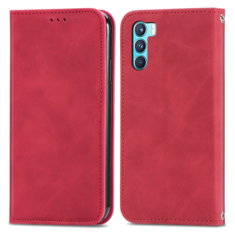 For OPPO  K9 Pro Retro Skin Feel Magnetic Horizontal Flip Leather Case with Holder & Card Slots & Wallet & Photo Frame(Red) - 1