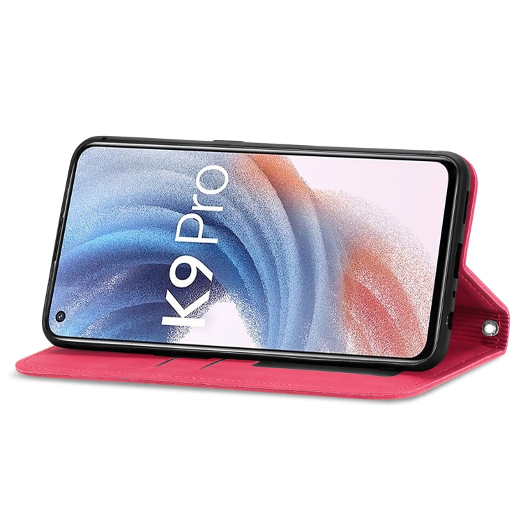 For OPPO  K9 Pro Retro Skin Feel Magnetic Horizontal Flip Leather Case with Holder & Card Slots & Wallet & Photo Frame(Red) - 3