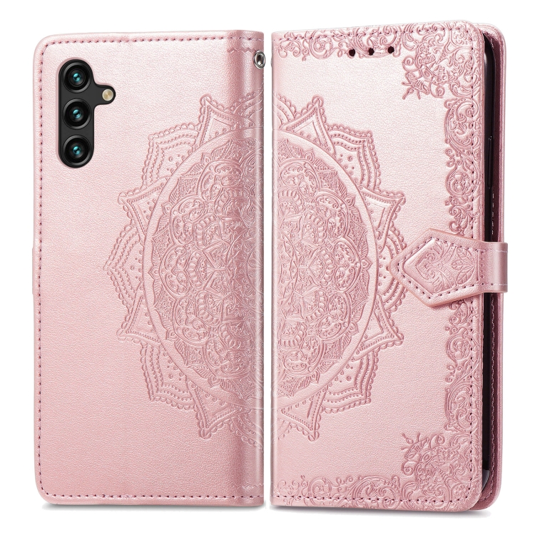 For Samsung Galaxy A13 5G Mandala Flower Embossed Horizontal Flip Leather Case with Holder & Card Slots & Wallet & Lanyard(Rose Gold) - 1