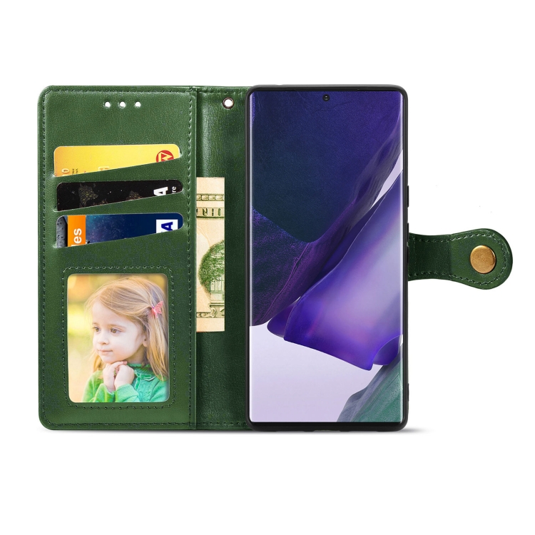 For Samsung Galaxy S22 Ultra 5G Solid Color Leather Buckle Phone Case(Green) - 2