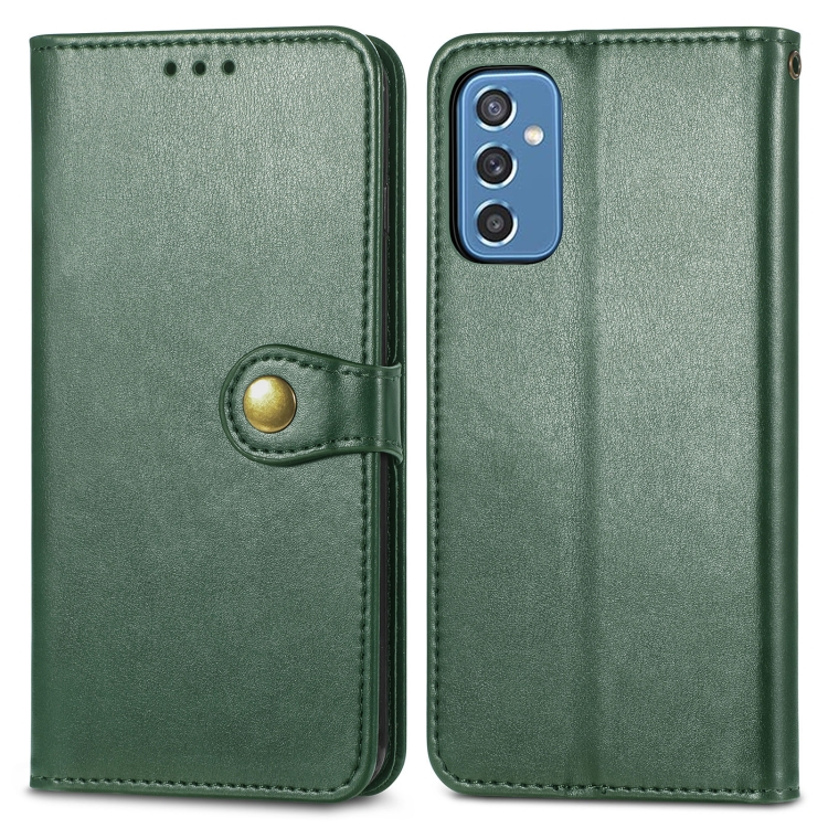 For Samsung Galaxy M52 5G Solid Color Leather Buckle Phone Case(Green) - 1
