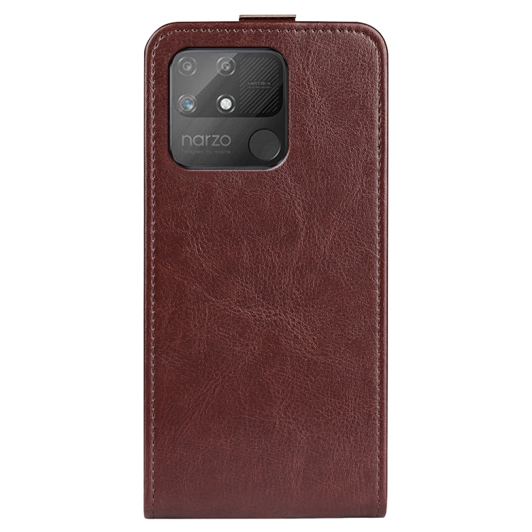 For OPPO Realme Narzo 50A R64 Texture Vertical Flip Leather Case with Card Slots & Photo Frame(Brown) - 2