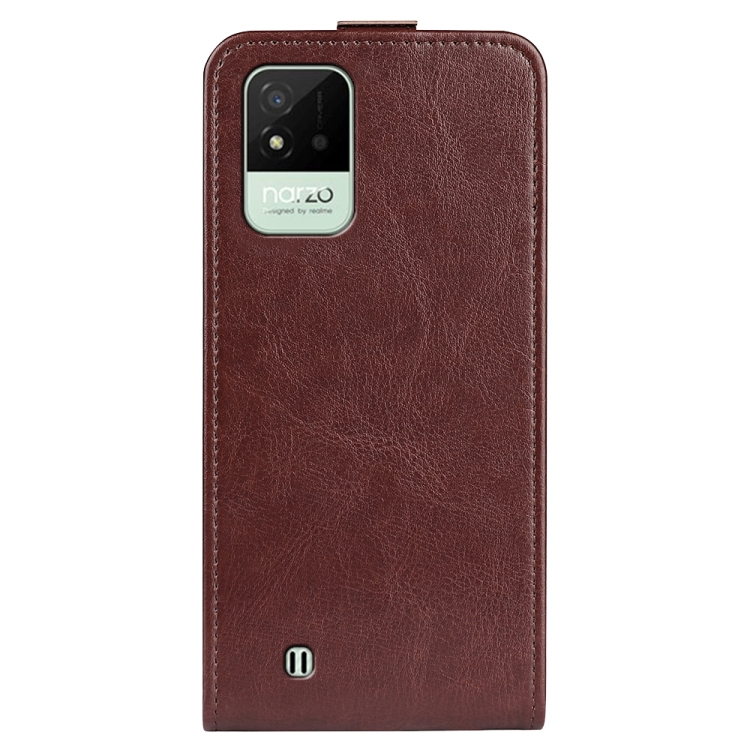 For OPPO Realme Narzo 50i R64 Texture Vertical Flip Leather Case with Card Slots & Photo Frame(Brown) - 2