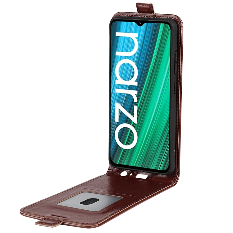 For OPPO Realme Narzo 50i R64 Texture Vertical Flip Leather Case with Card Slots & Photo Frame(Brown) - 3
