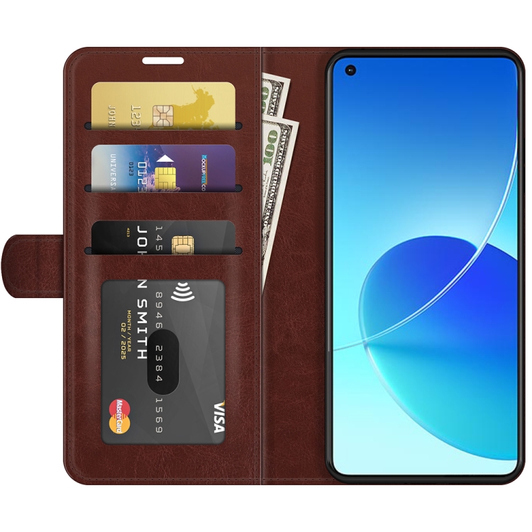 For OPPO Reno6 4G R64 Texture Horizontal Flip Protective Case with Holder & Card Slots & Wallet& Photo Frame(Brown) - 2