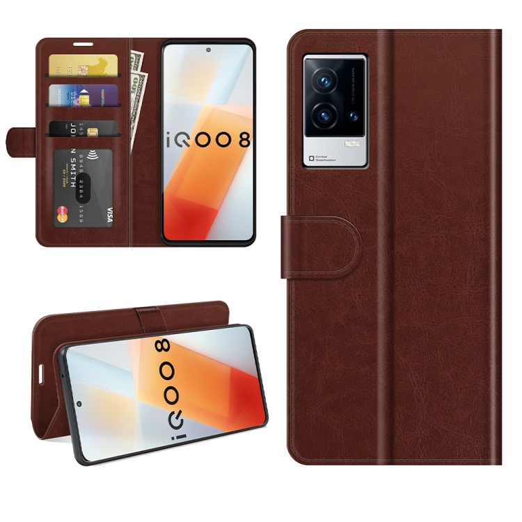 For vivo iQOO 8 R64 Texture Horizontal Flip Protective Case with Holder & Card Slots & Wallet& Photo Frame(Brown) - 1