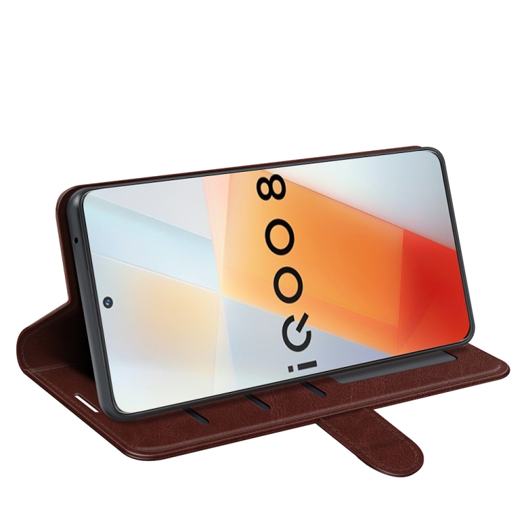 For vivo iQOO 8 R64 Texture Horizontal Flip Protective Case with Holder & Card Slots & Wallet& Photo Frame(Brown) - 3
