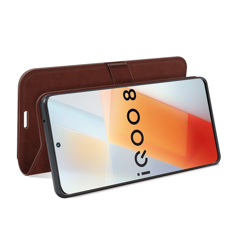 For vivo iQOO 8 R64 Texture Horizontal Flip Protective Case with Holder & Card Slots & Wallet& Photo Frame(Brown) - 4