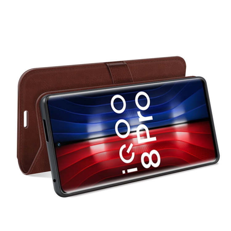 For vivo iQOO 8 Pro R64 Texture Single Horizontal Flip Protective Case with Holder & Card Slots & Wallet& Photo Frame(Brown) - 4