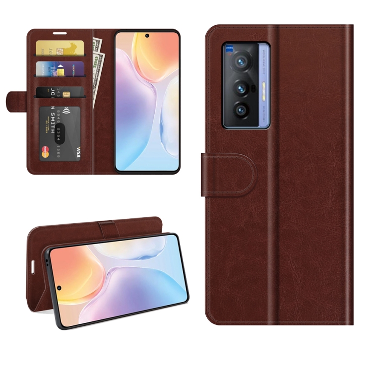 For vivo X70 R64 Texture Horizontal Flip Protective Case with Holder & Card Slots & Wallet& Photo Frame(Brown) - 1