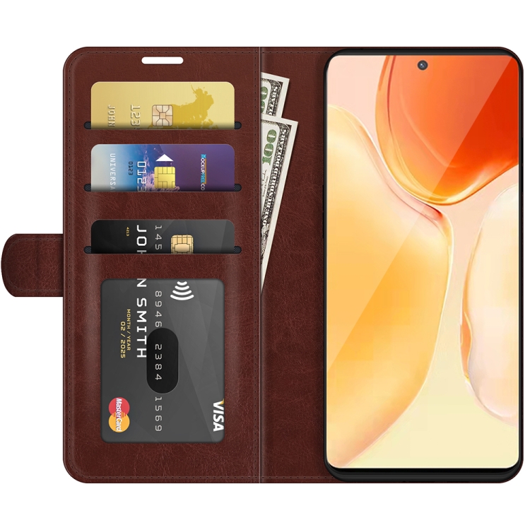For vivo X70 Pro+ R64 Texture Horizontal Flip Protective Case with Holder & Card Slots & Wallet& Photo Frame(Brown) - 2
