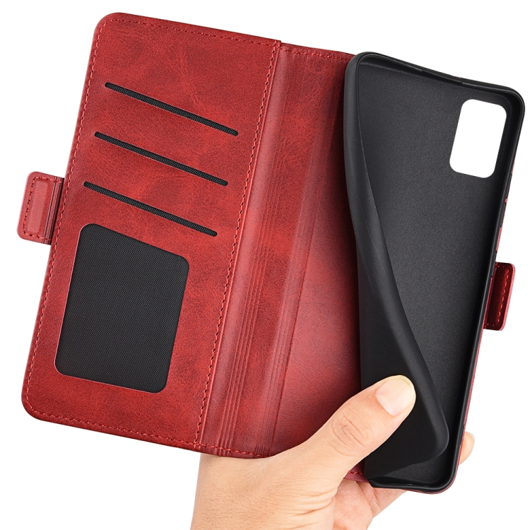 For Samsung Galaxy F52 5G Dual-side Magnetic Buckle Horizontal Flip Leather Case with Holder & Card Slots & Wallet(Red) - 5
