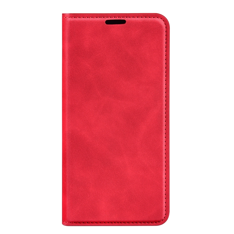 For Samsung Galaxy F52 5G Retro-skin Magnetic Suction Leather Case with Holder & Card Slots & Wallet(Red) - 1