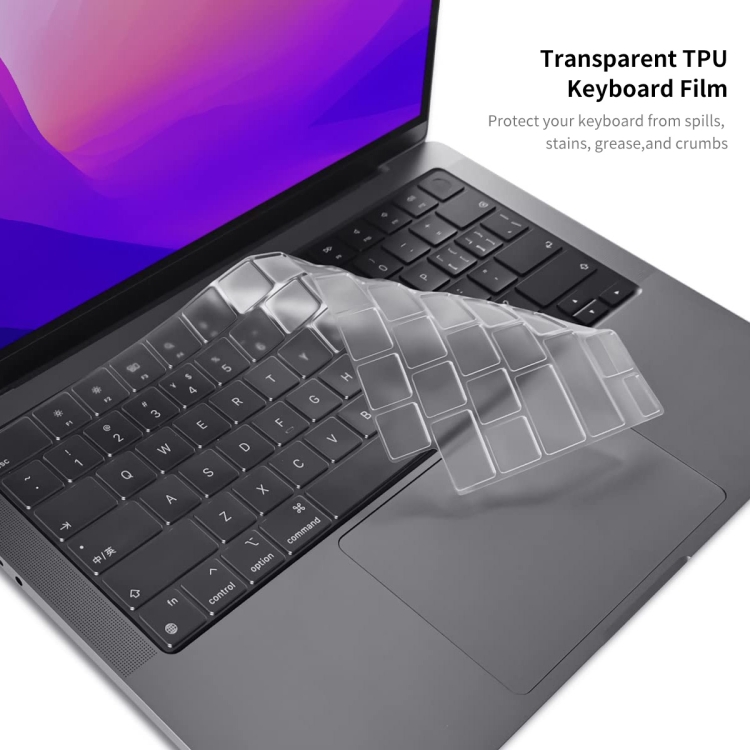 ENKAY Hat-Prince 3 in 1 Crystal Laptop Protective Case + TPU Keyboard Film + Anti-dust Plugs Set for MacBook Pro 16.2 inch A2485 2021, Version:US Version(Transparent) - B7