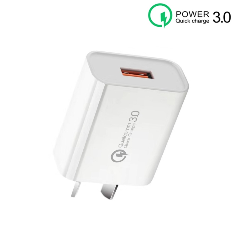 CA-25 QC3.0 USB 3A Fast Charger for Mobile Phone, AU Plug(White) - 1
