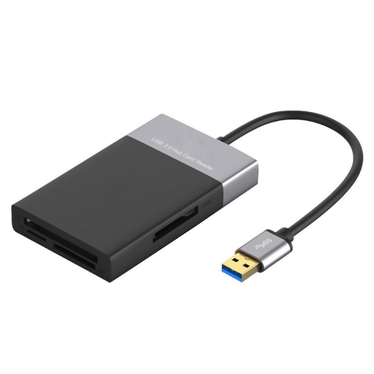 6-in-1 USB 3.0 to USB3.0 x 2+CF Card+TF Card+SD Card+XQD Card HUB Adapter - 1
