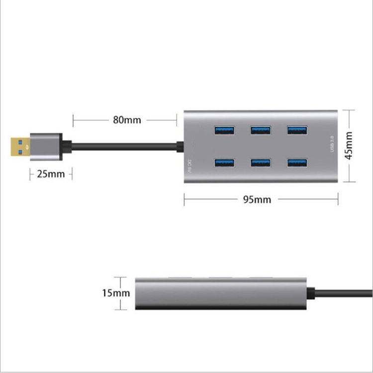 Multiport Metal Enclosure Docking Station HUB with 7 USB 3.0 Ports - 3