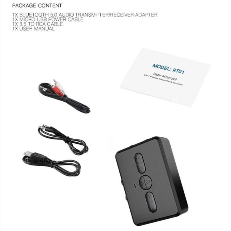 RT01 2-in-1 Bluetooth Receiver & Transmitter Car Hands-free - 5