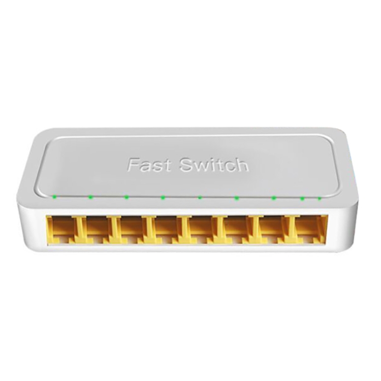 8-Ports 100M RJ45 Mini Switch Home Plug-and-Play Bypass Unmanaged Network Splitter for Bedroom Network Monitoring - 1