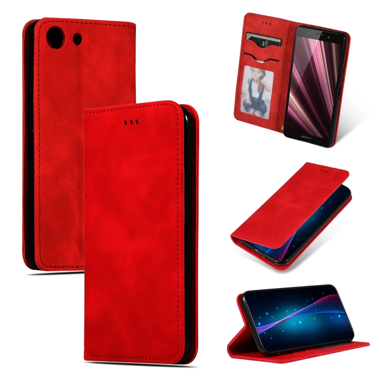 Sunsky Retro Skin Feel Business Magnetic Horizontal Flip Leather Case For Sony Xperia Xz4 Compact Red