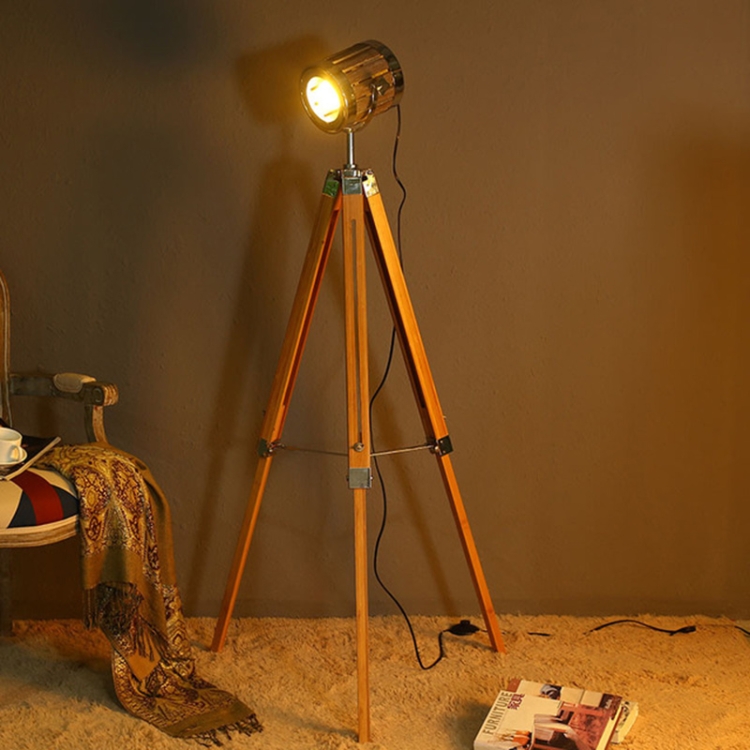 Sunsky E14 Solid Wood Tripod Floor Lamp Searchlight Living Room E14 Solid Wood Tripod Floor Lamp