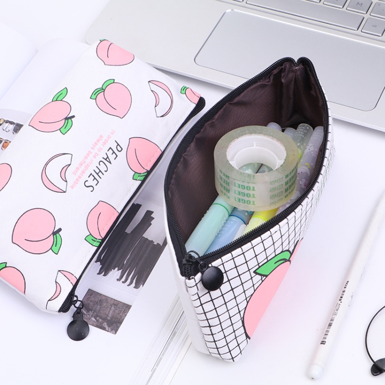 Sunsky Canvas Fruit Peach Pencil Cases For Girl Stationery Canvas Fruit Peach Pencil Cases