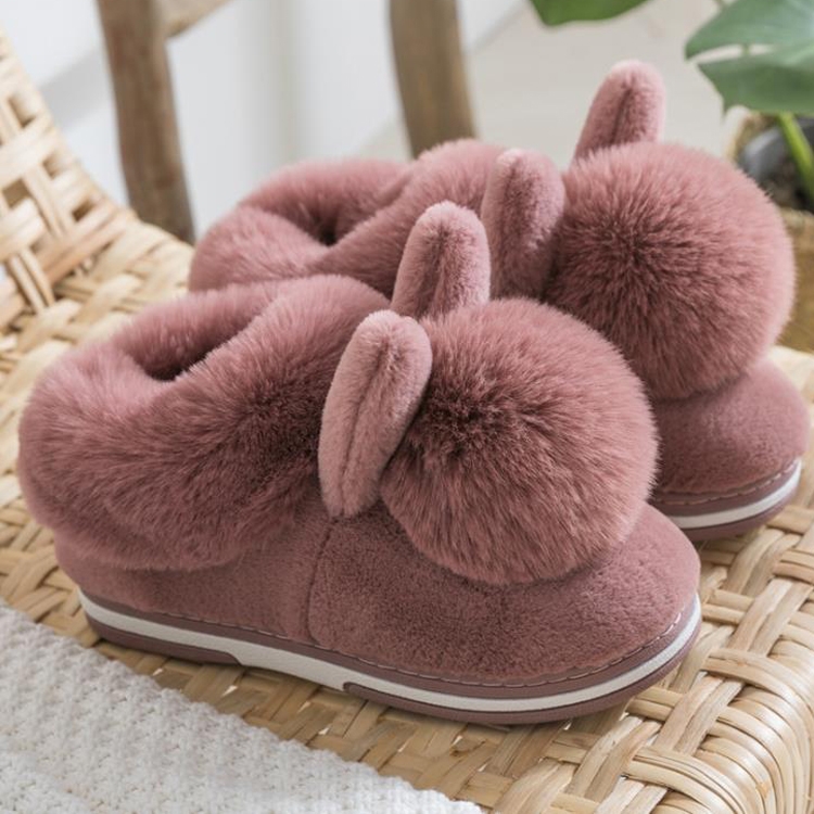 fluffy bunny ear slippers