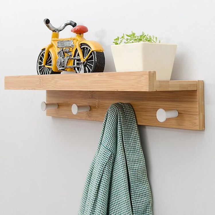 Sunsky Creative Porch Decorative Wooden Coat Rack Metal Hook Key
