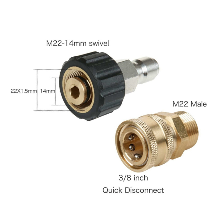 Stainless Steel 3/8" High Pressure Washer QC Female Male Connector Adapter Kit
