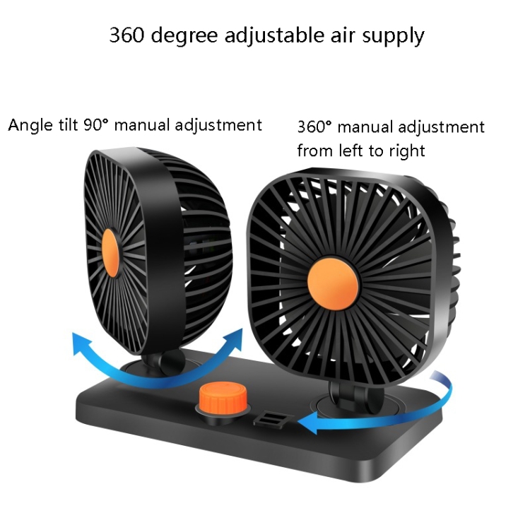 SUNSKY Mini USB 12 / 24V Car Electric Fan Double Head Fan