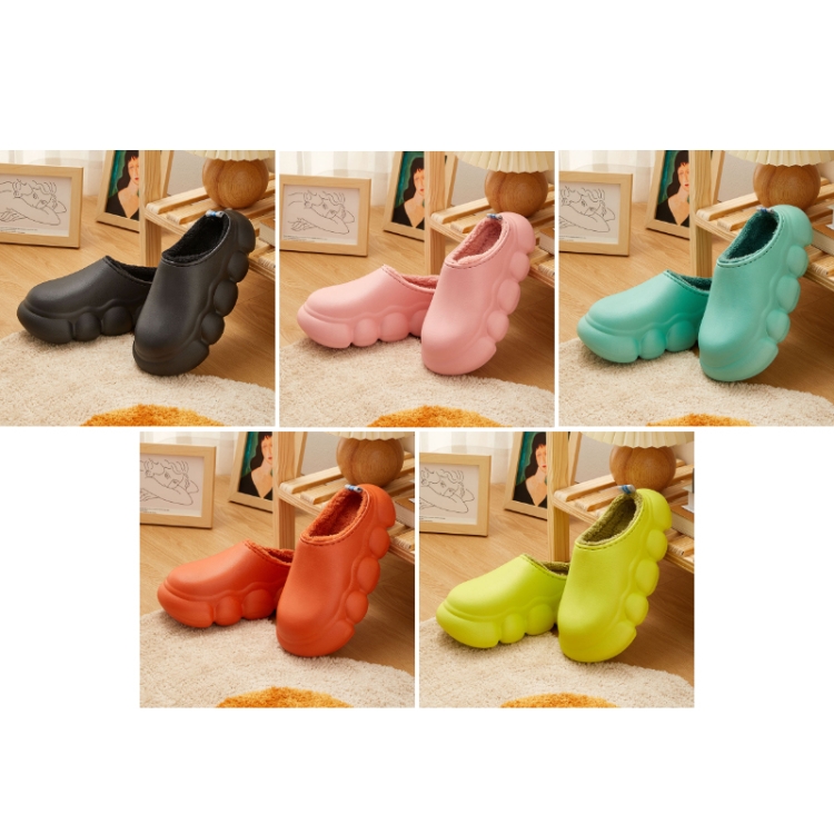 Indoor And Outdoor Pure Color Soft Waterproof Thick-Soled Cotton Slippers, Size: 40/41(Fluorescent Green)