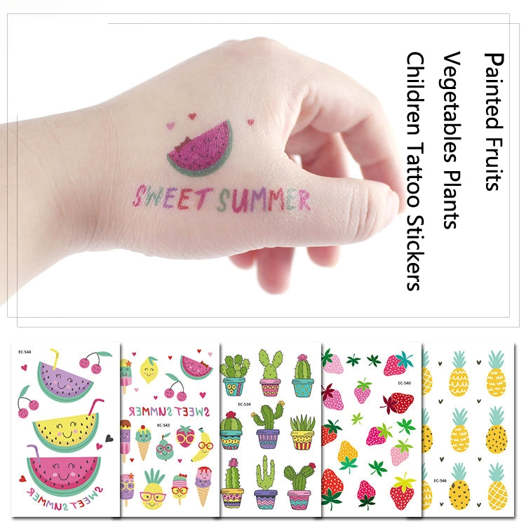 20 PCS Waterproof Painted Fruits Vegetables Plants Children Tattoo Stickers(EC-555) - B3