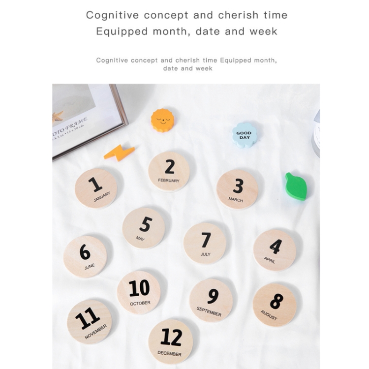Children Room Wooden Perpetual Calendar Baby Cognitive Desktop Pendant, Spec: Beech GB