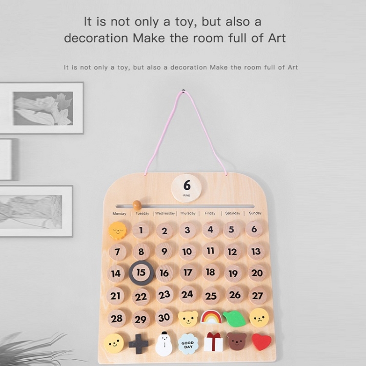 Children Room Wooden Perpetual Calendar Baby Cognitive Desktop Pendant, Spec: Beech GB
