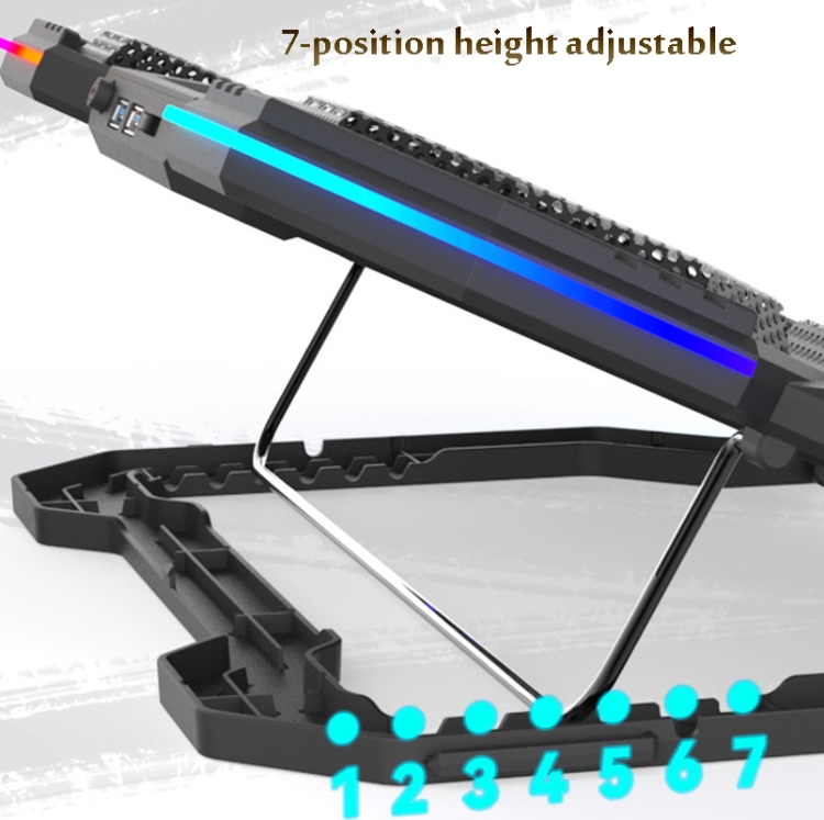 F12 6 Fans USB Semiconductor Computer Radiator Notebook Stand with Phone Holder, Colour: Blue Light