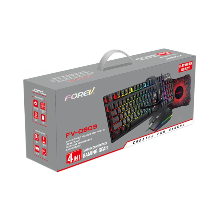FOREV FV-Q809 Keyboard + Mouse + Mouse Pad + Headset Four-Piece Set for Office, Game