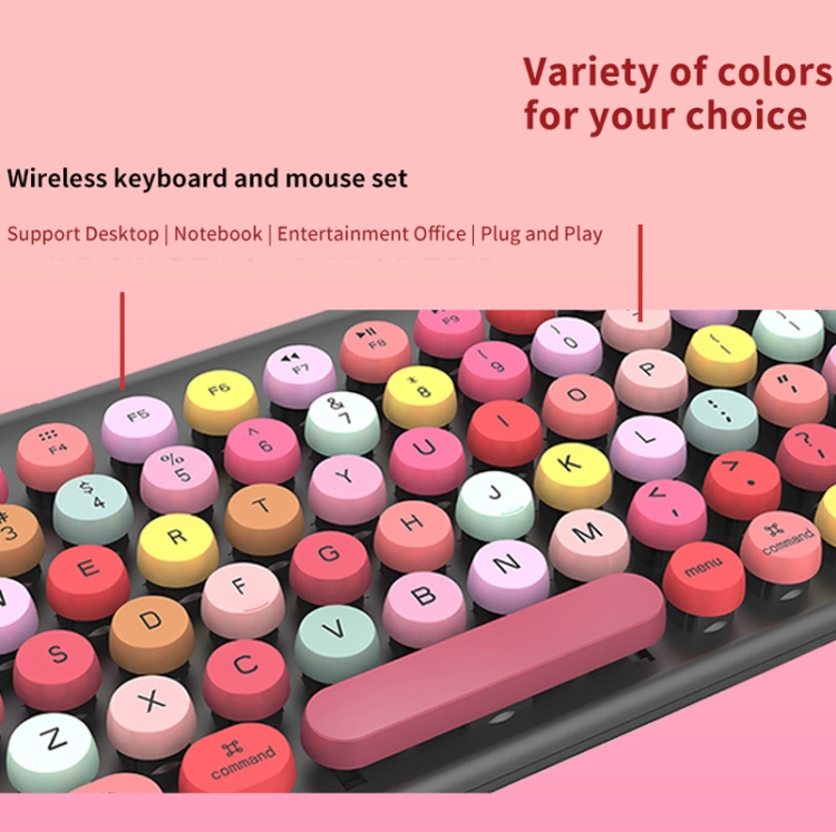 FV-W10  86-Keys 2.4G Wireless Keyboard and Mouse Set(Retro Lipstick)