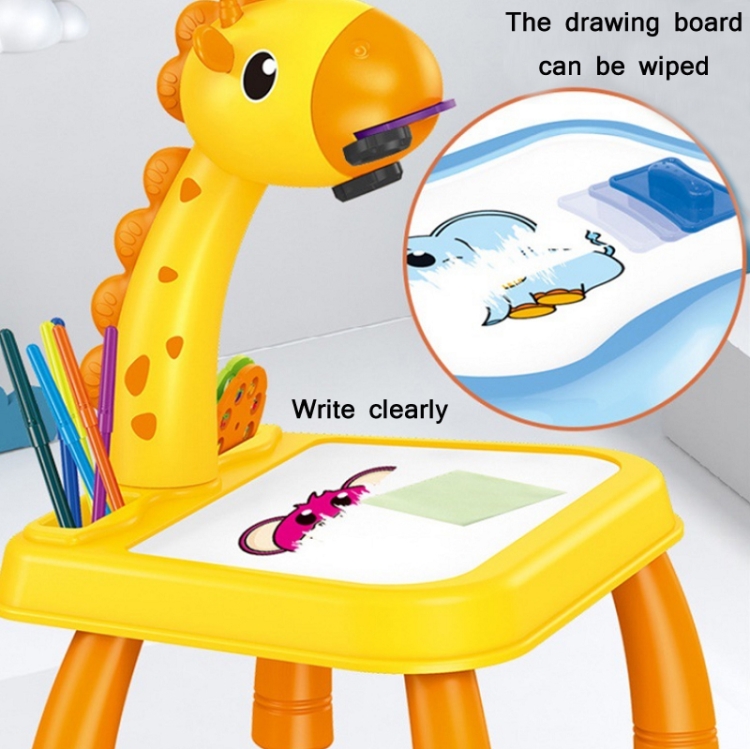 Children Multifunctional Projection Painting Toy Writing Board, wthout Watercolor Pen, Style: Giraffe Yellow - B4