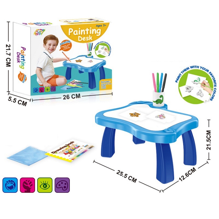 Children Multifunctional Projection Painting Toy Writing Board, wthout Watercolor Pen, Style: Blue (No Projection) - 1